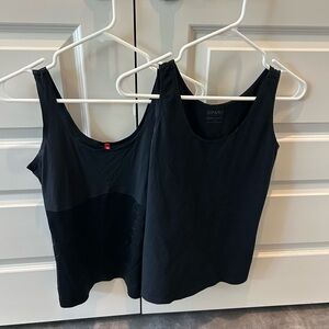 SPANX Invisible Shaping Tank Tops Bundle of 2 Black Large Tummy Control